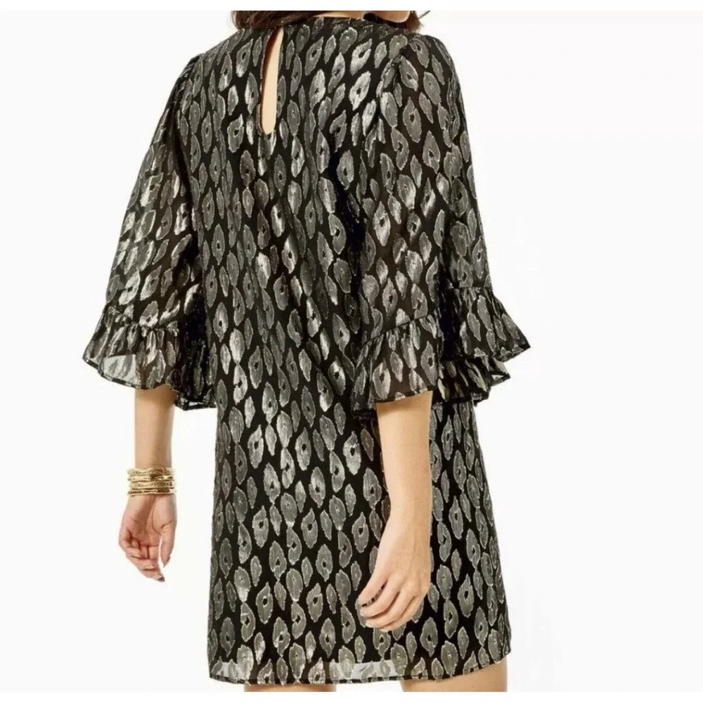 NWT Lilly Pulitzer Francis Silk Metallic Leopard Shift Dress Glam Luxe Chic Bold